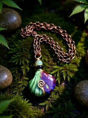 Large Ceramic Glazed Shell Pendant Necklace 19" - Feminine Essence MermaidCore